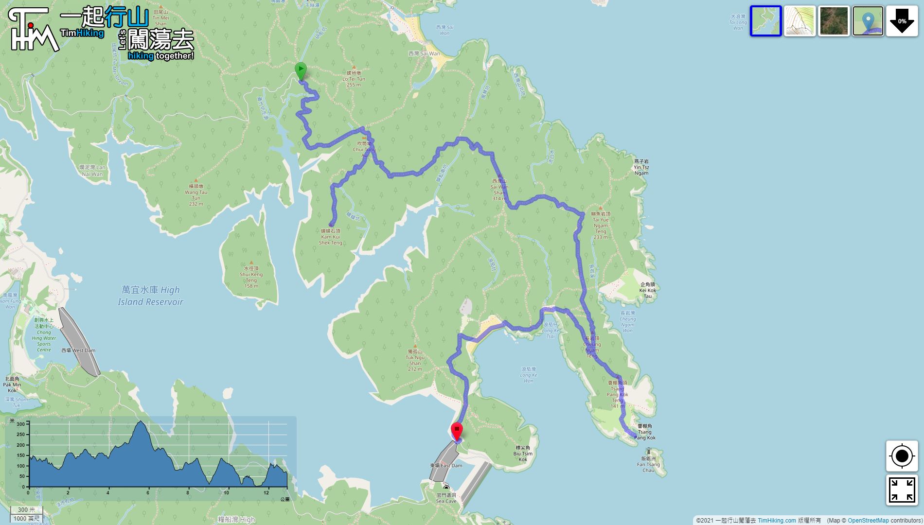 「Kam Kui Shek Teng, Tsang Pang Kok Teng」路線Map