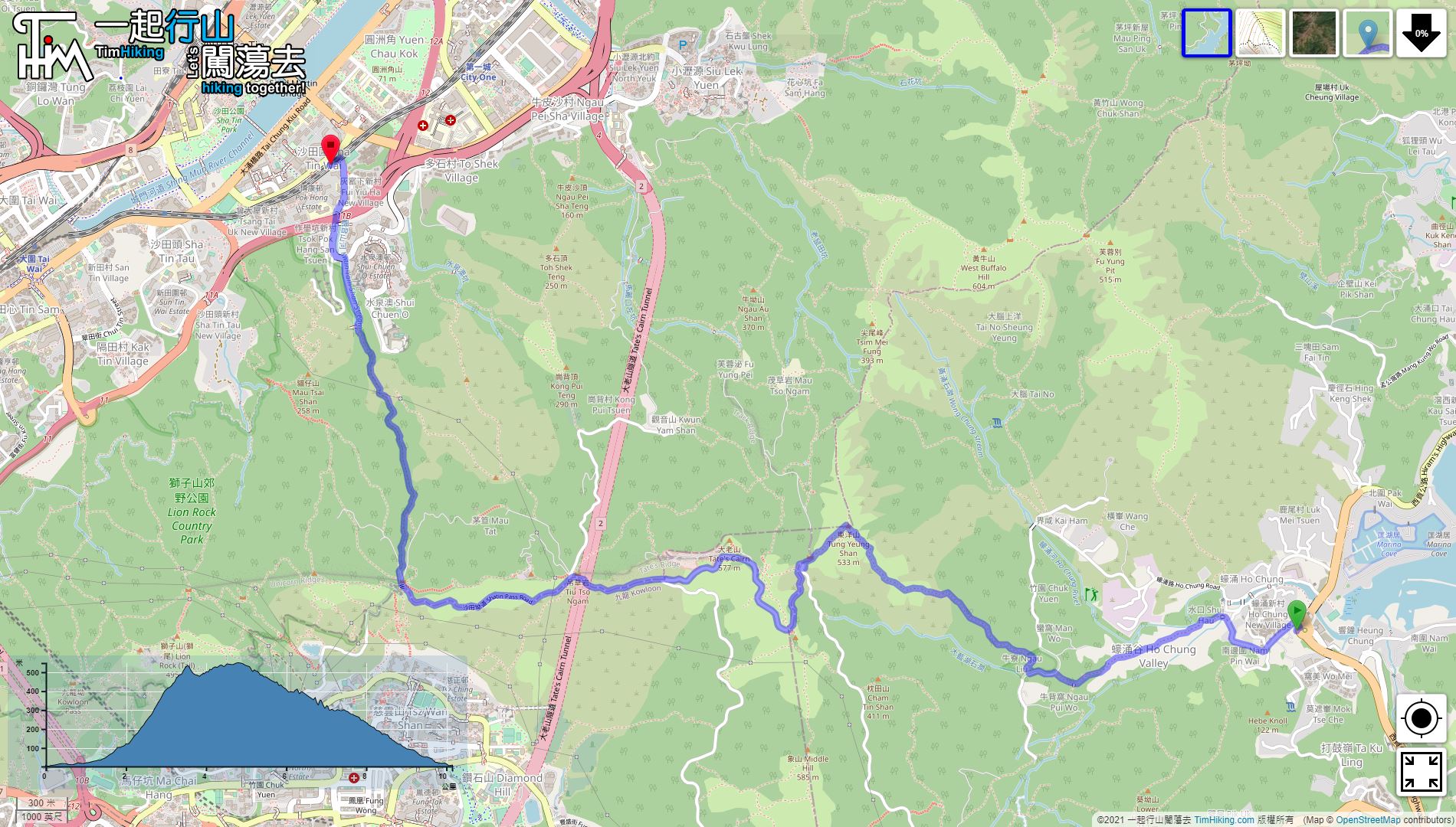 「Tung Yeung Shan, Tsz Sha Ancient Trail」路線Map