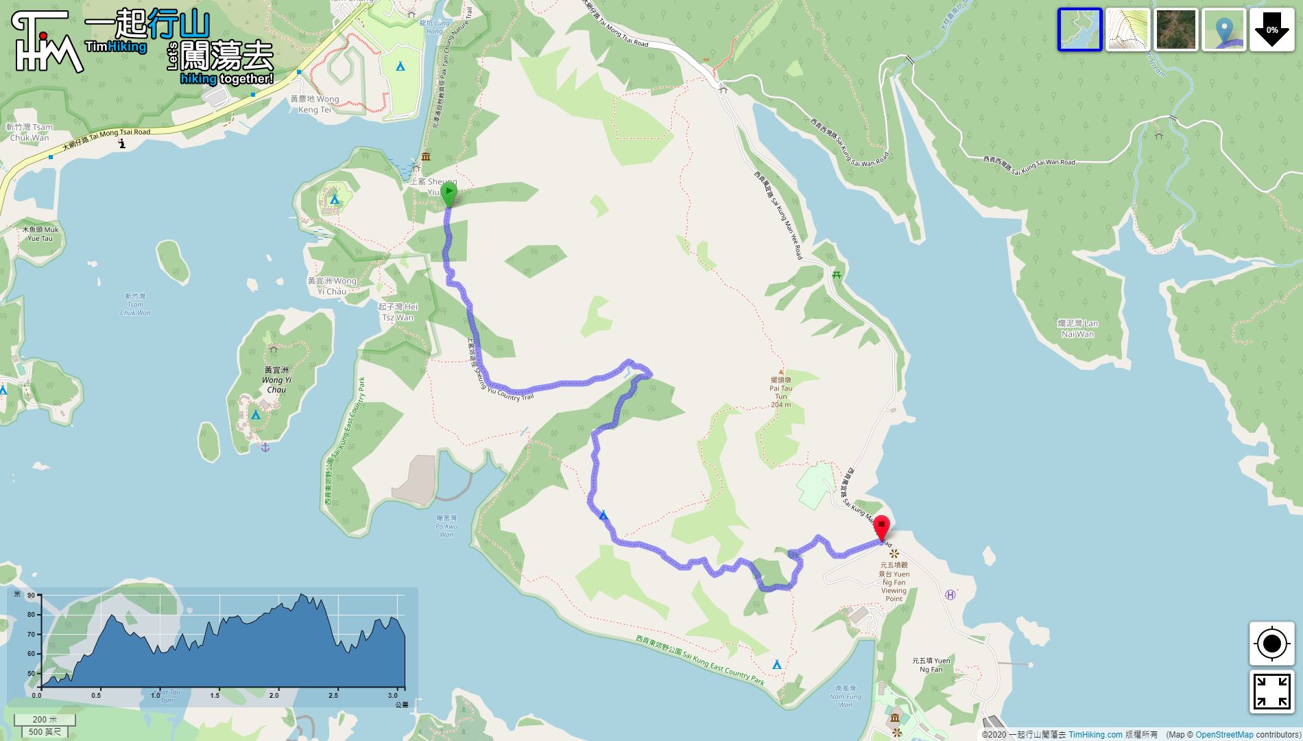 「Sheung Yiu Country Trail」路線Map