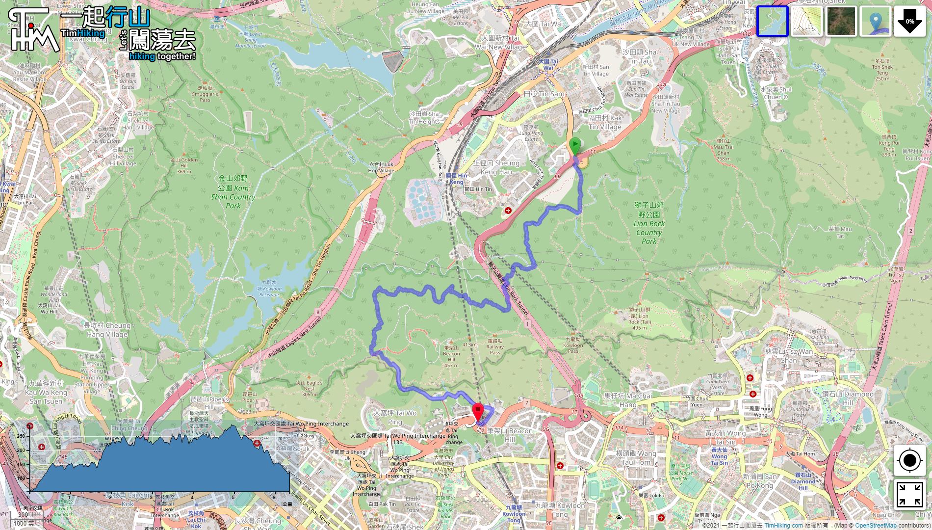 「Kau Sha Ancient Trail, Tsim Sha Path」路線Map