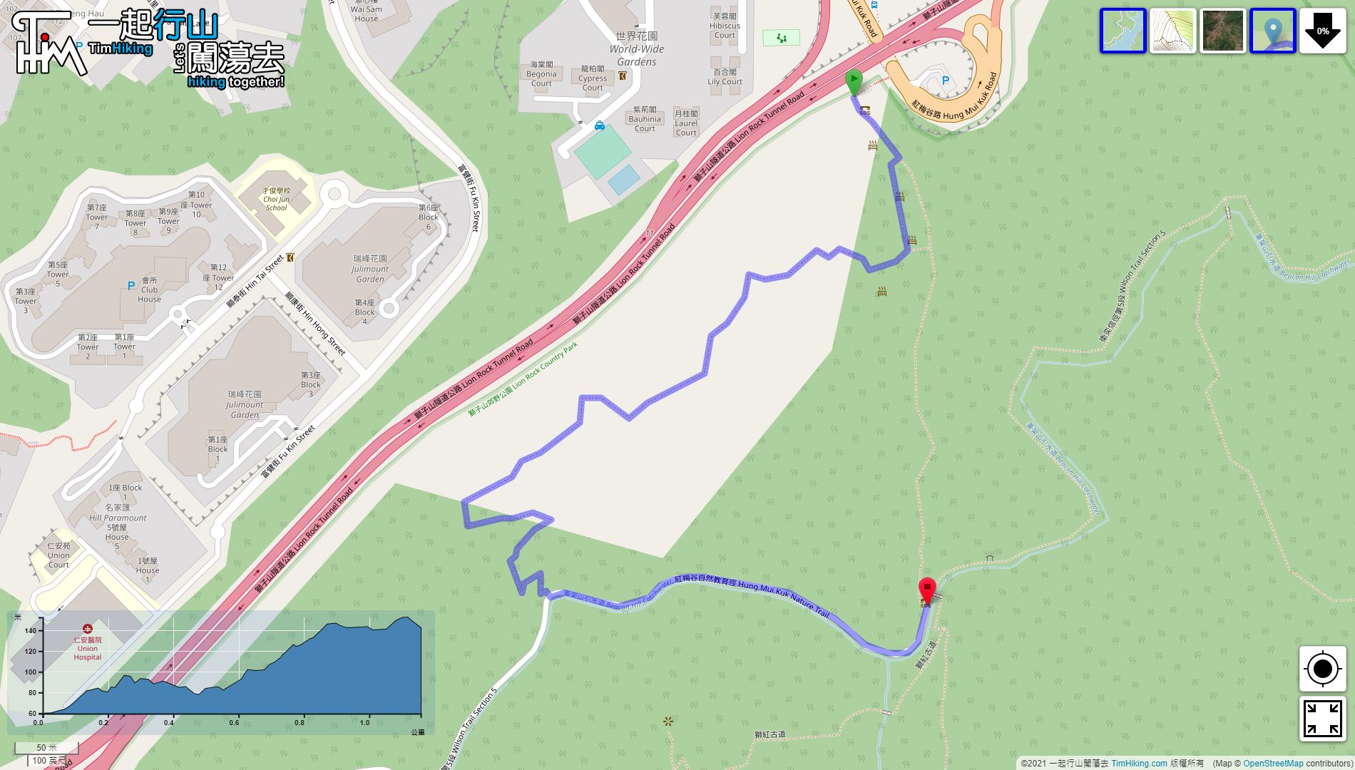 「紅梅谷自然教育徑」路線地圖