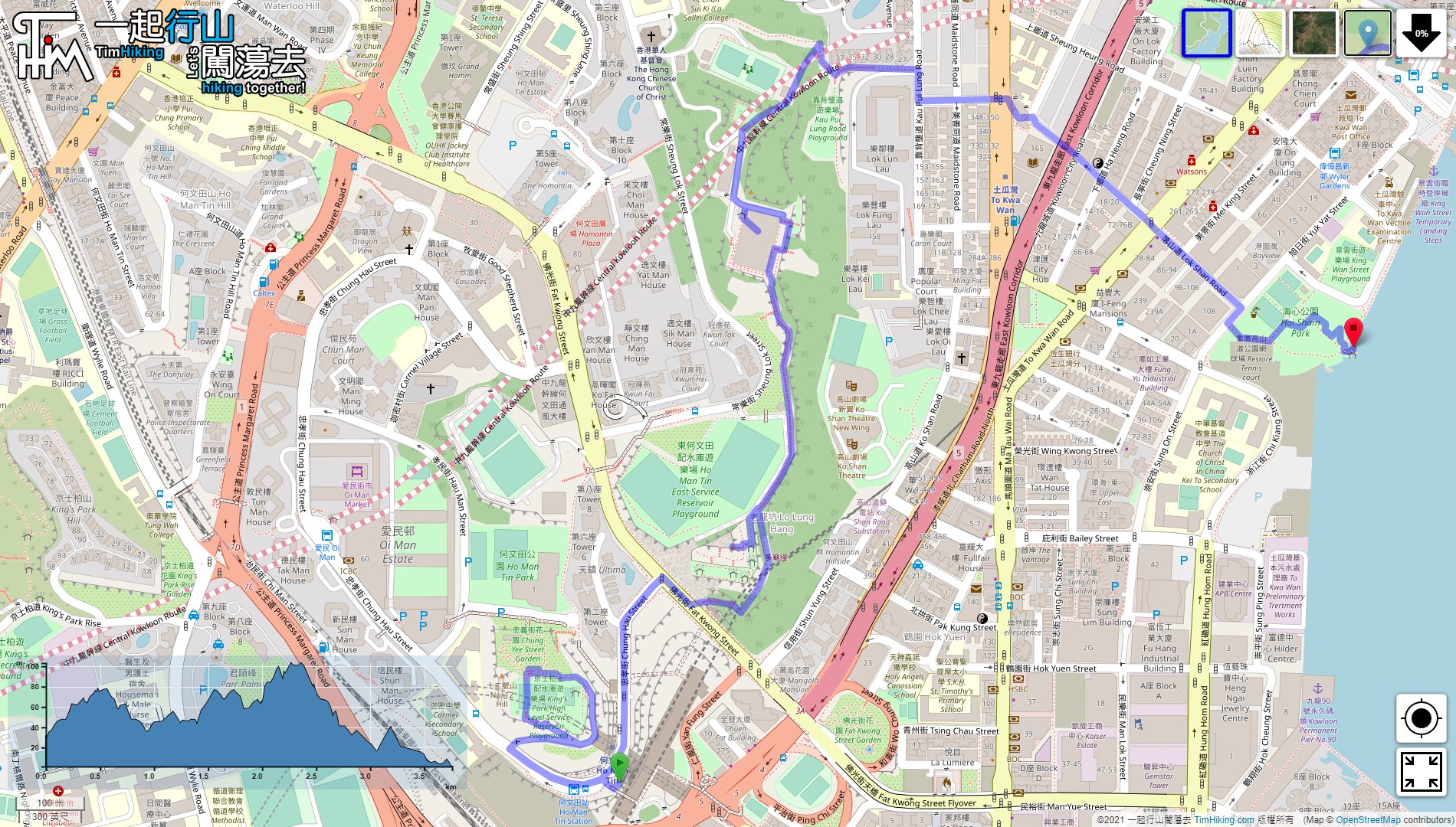 “十二号山 采石山 红灯山 (2021旧线)”路线地图