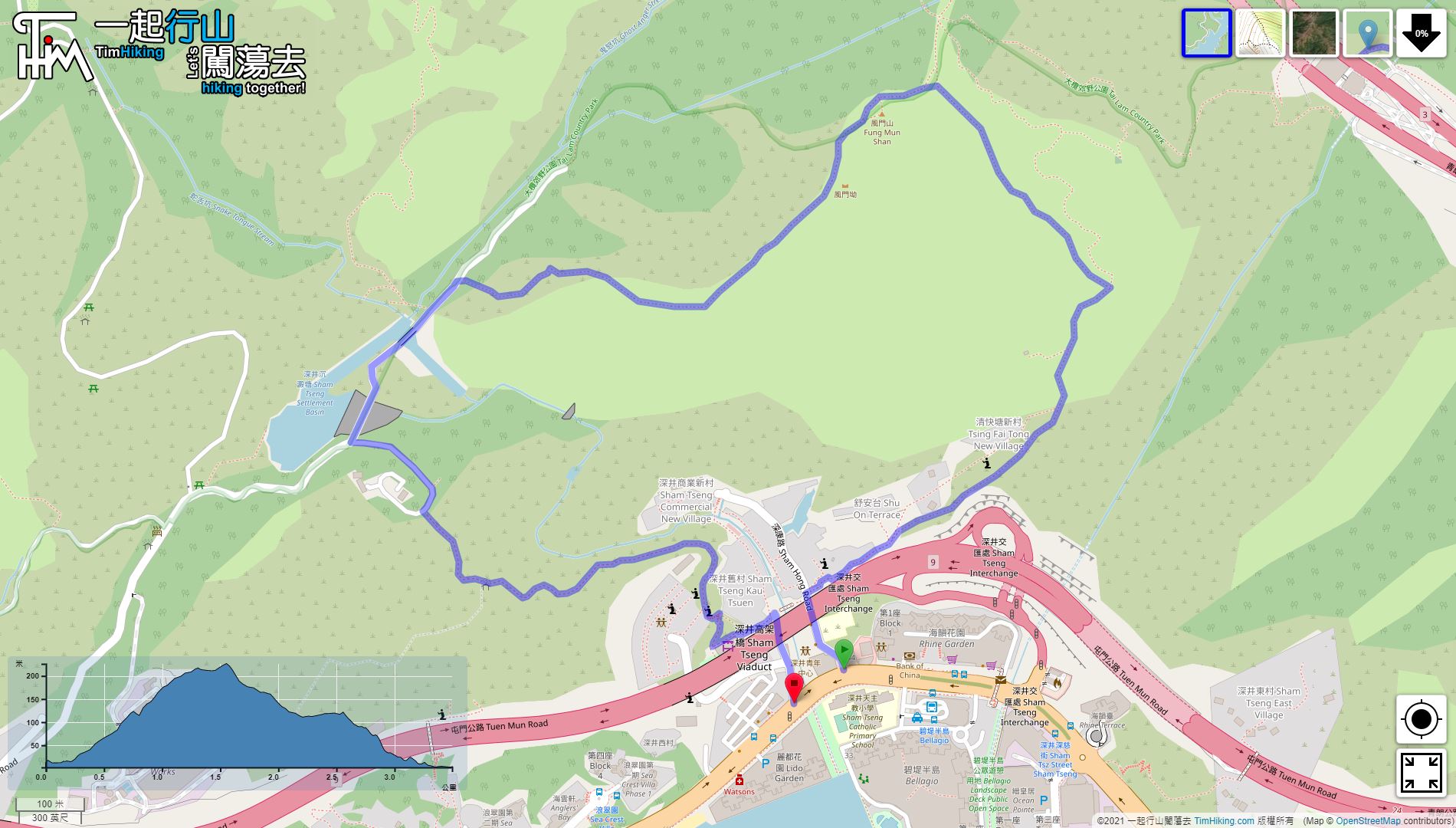 “风门山”路线地图