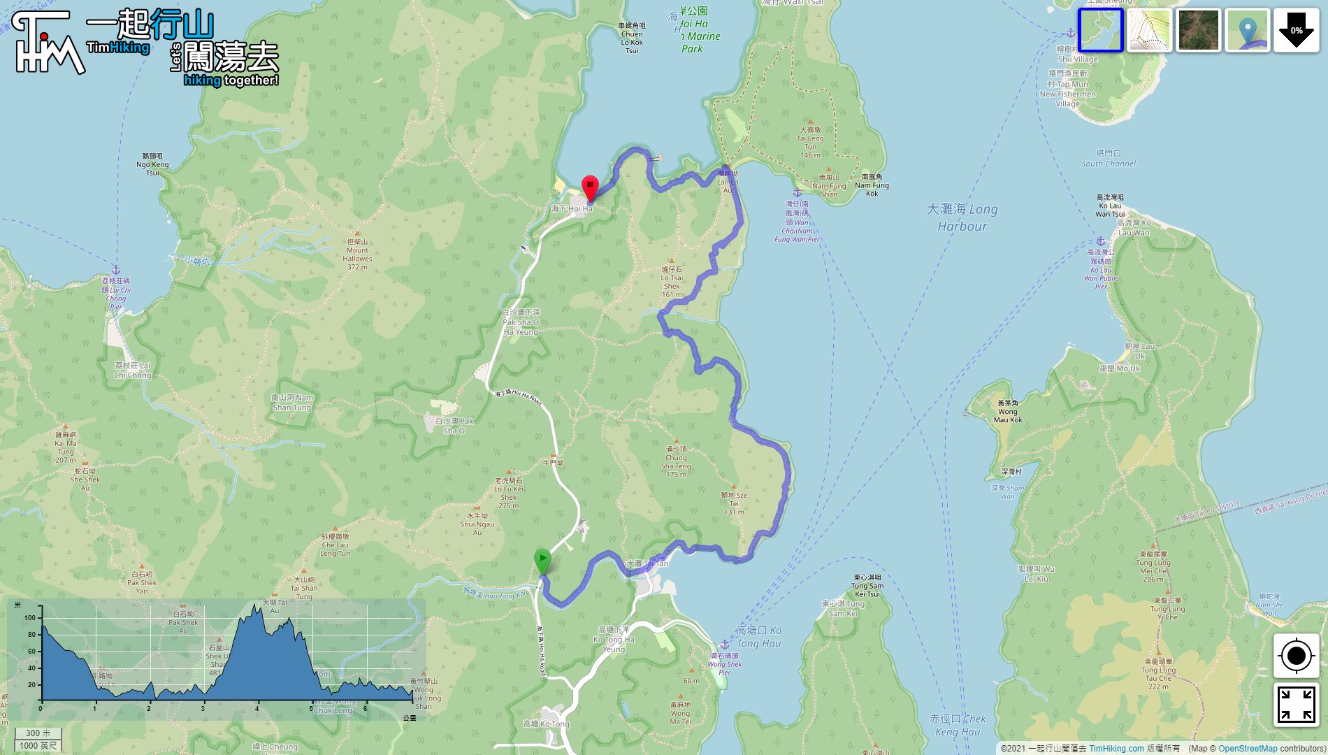 “大滩郊游径”路线地图