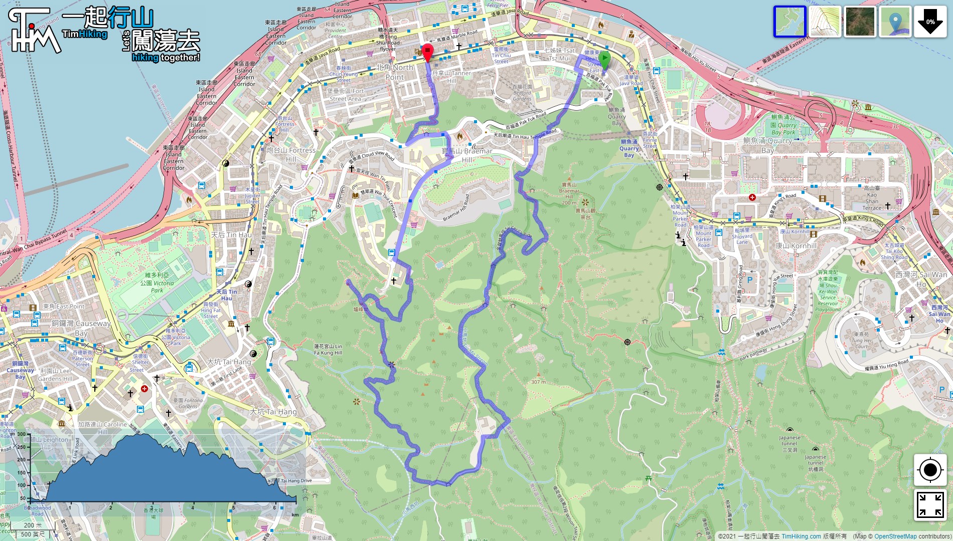 “小马坑 红香炉峰”路线地图