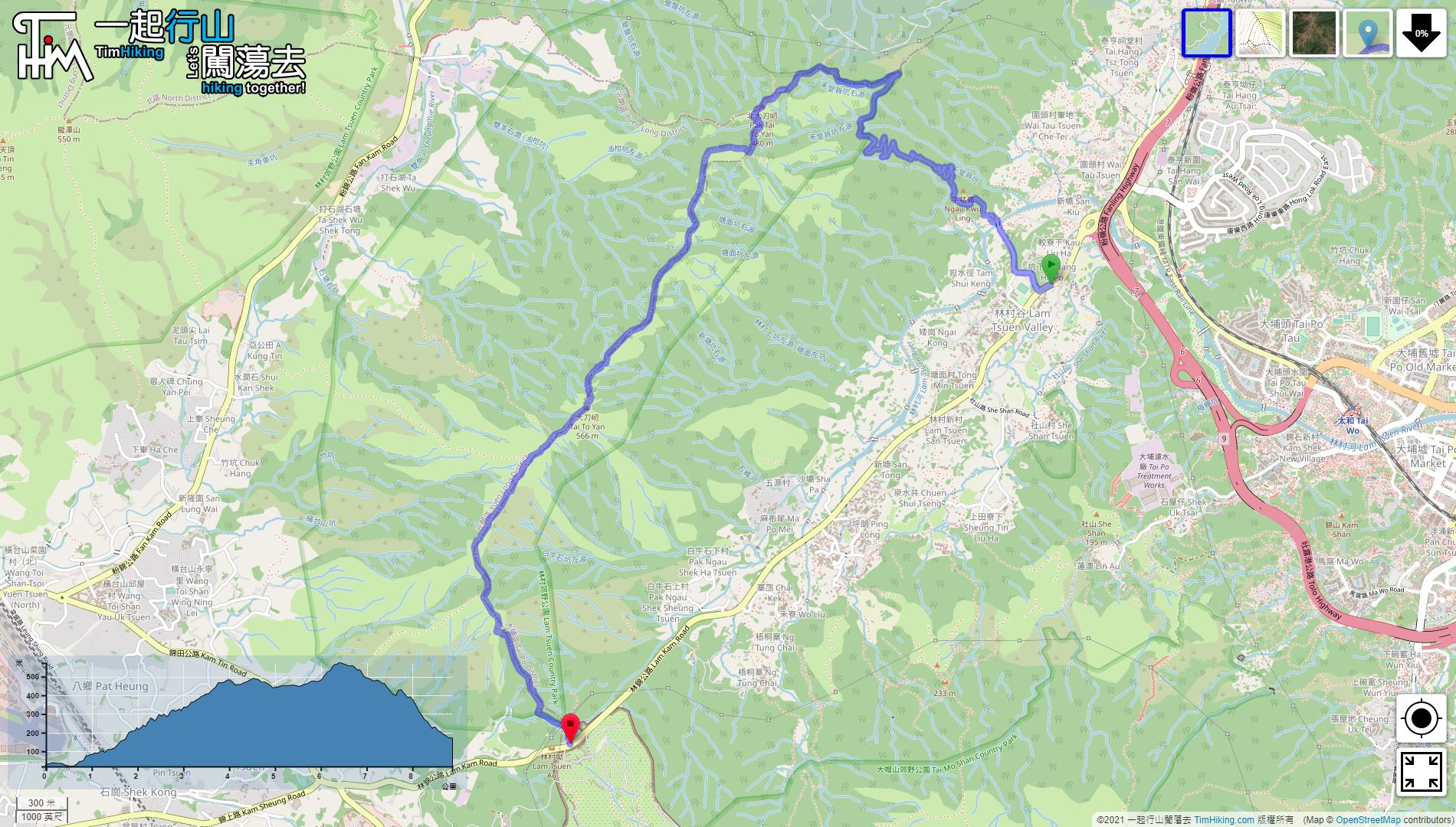 「Ngau Kwu Ling Hiking Trail, Tai To Yan Path」路線Map