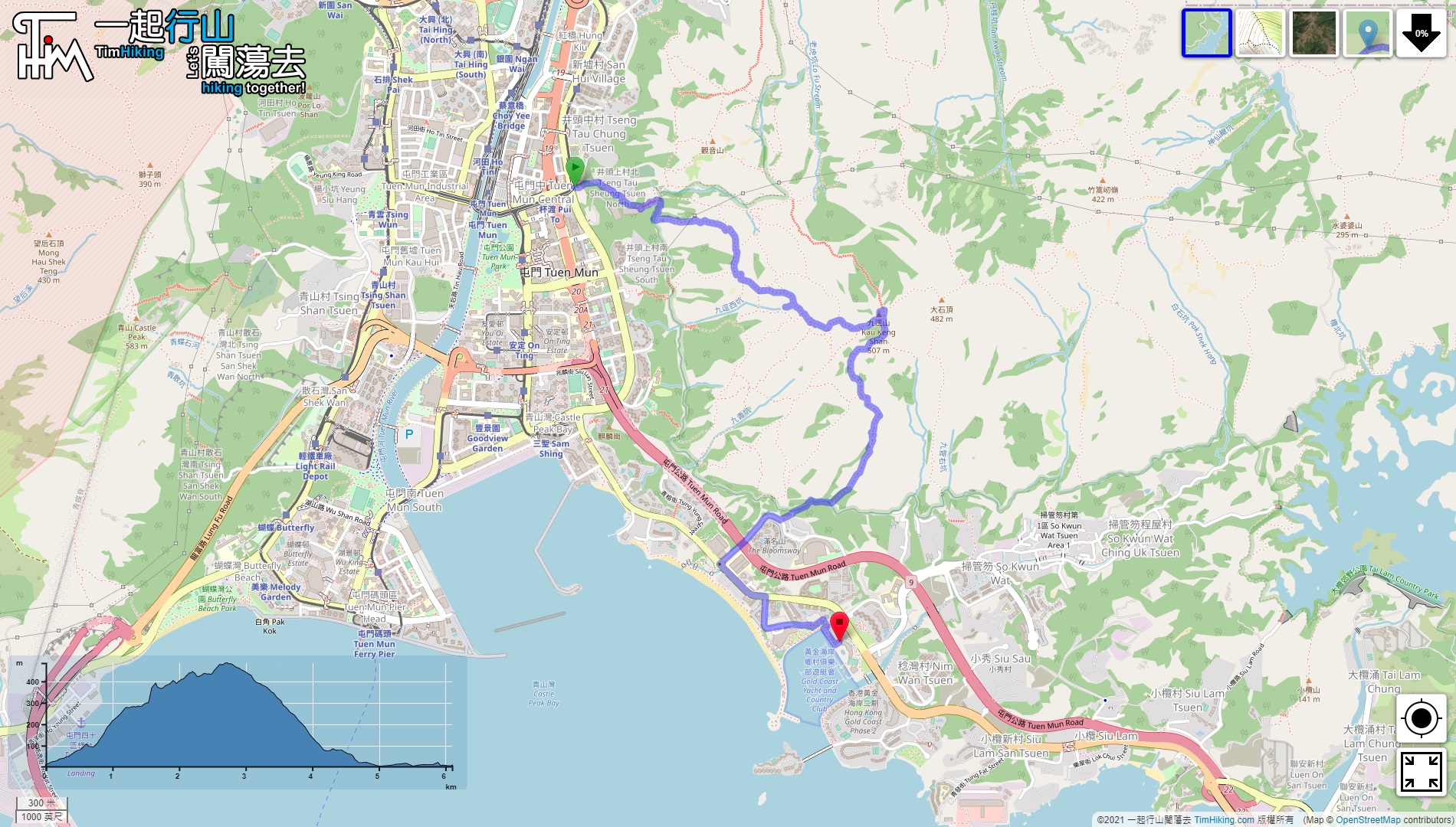「Ironman Rock, Kau Keng Shan」路線Map