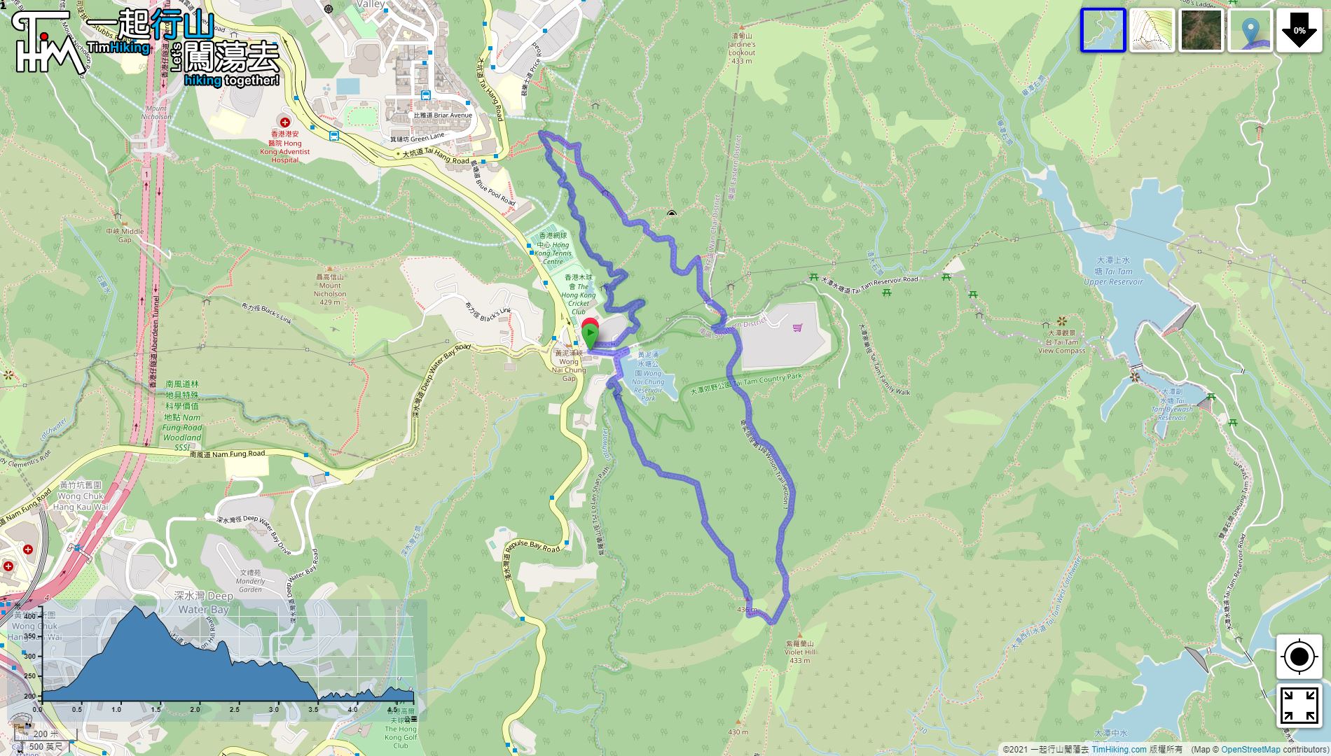 「Tai Tam Country Trail」路線Map