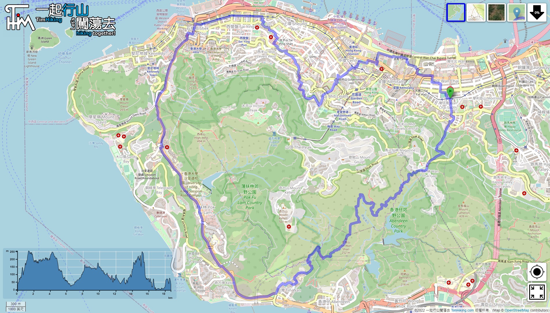 “香港之心(TimHiking版v1) (修路)”路线地图