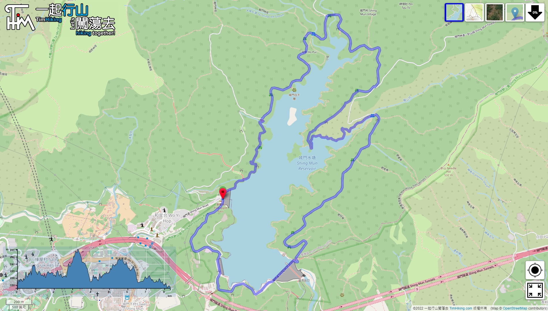 「Shing Mun Reservoir Walk, Shing Mun Leisure Deck」路線Map