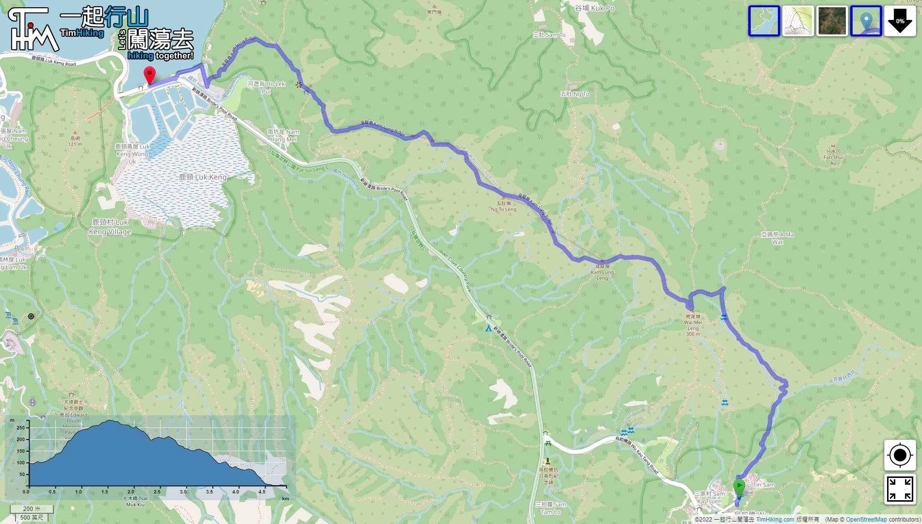 「Nam Lung Ridge, Ng To Leng」路線Map