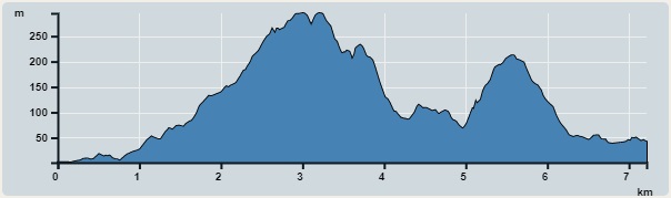 Ascent : 435m　　Descent : 394m　　Max : 295m　　Min : 1m<br><p class='smallfont'>The accuracy of elevation is +/-30m