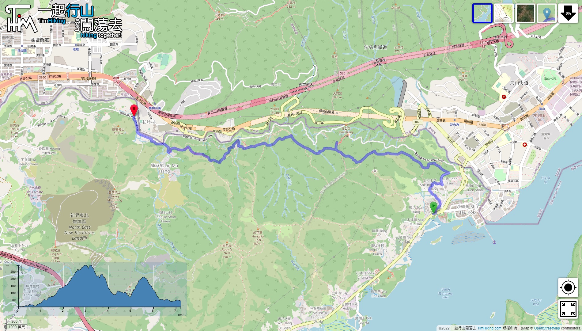 「Shan Tsui, Lin Ma Hang Mine, Lin Ma Hang Village」路線Map