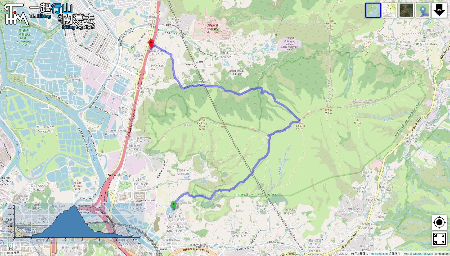 「Kai Kung Leng, Snake Rat Ridge」路線Map