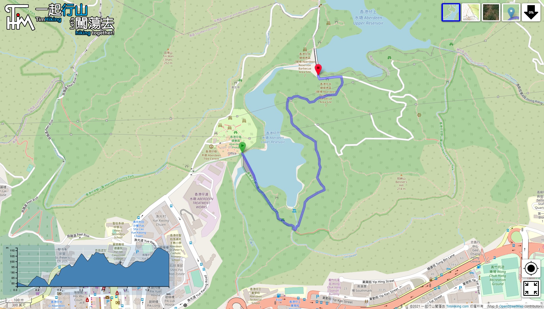 「香港仔自然教育徑」路線地圖