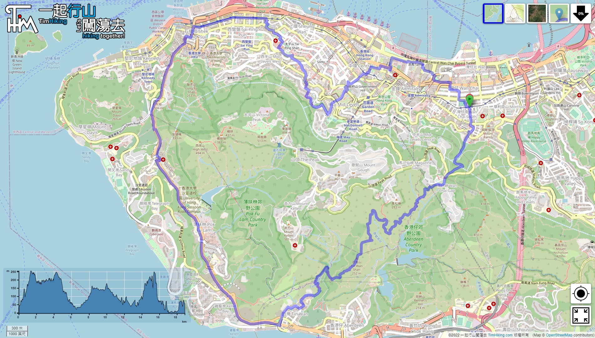 “香港之心(TimHiking版v2)”路线地图