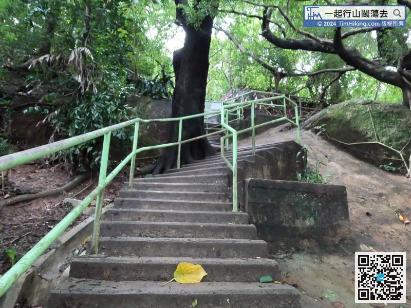 Climb up Woh Chai Shan along the steps.