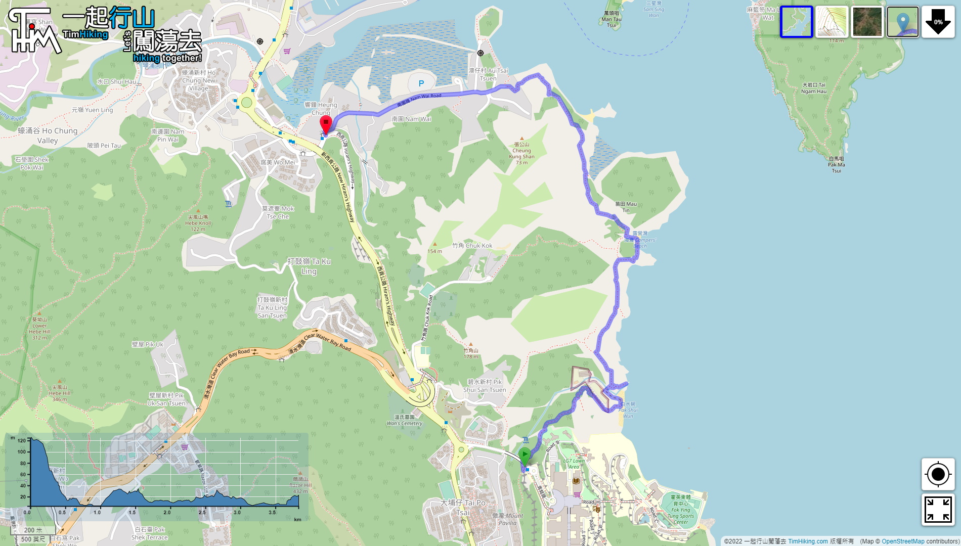 “白水碗 露营湾”路线地图