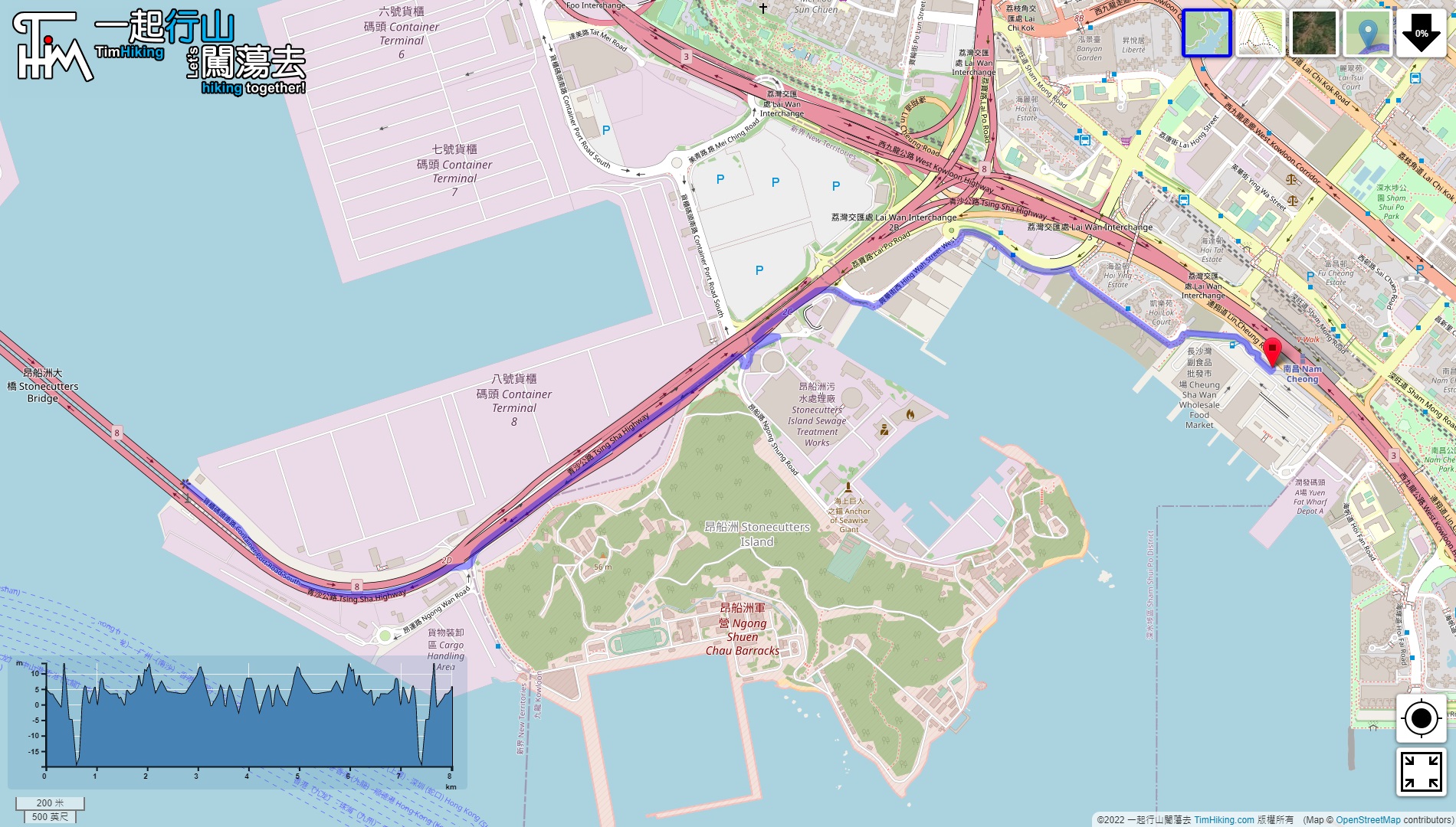 “昂船洲大桥”路线地图