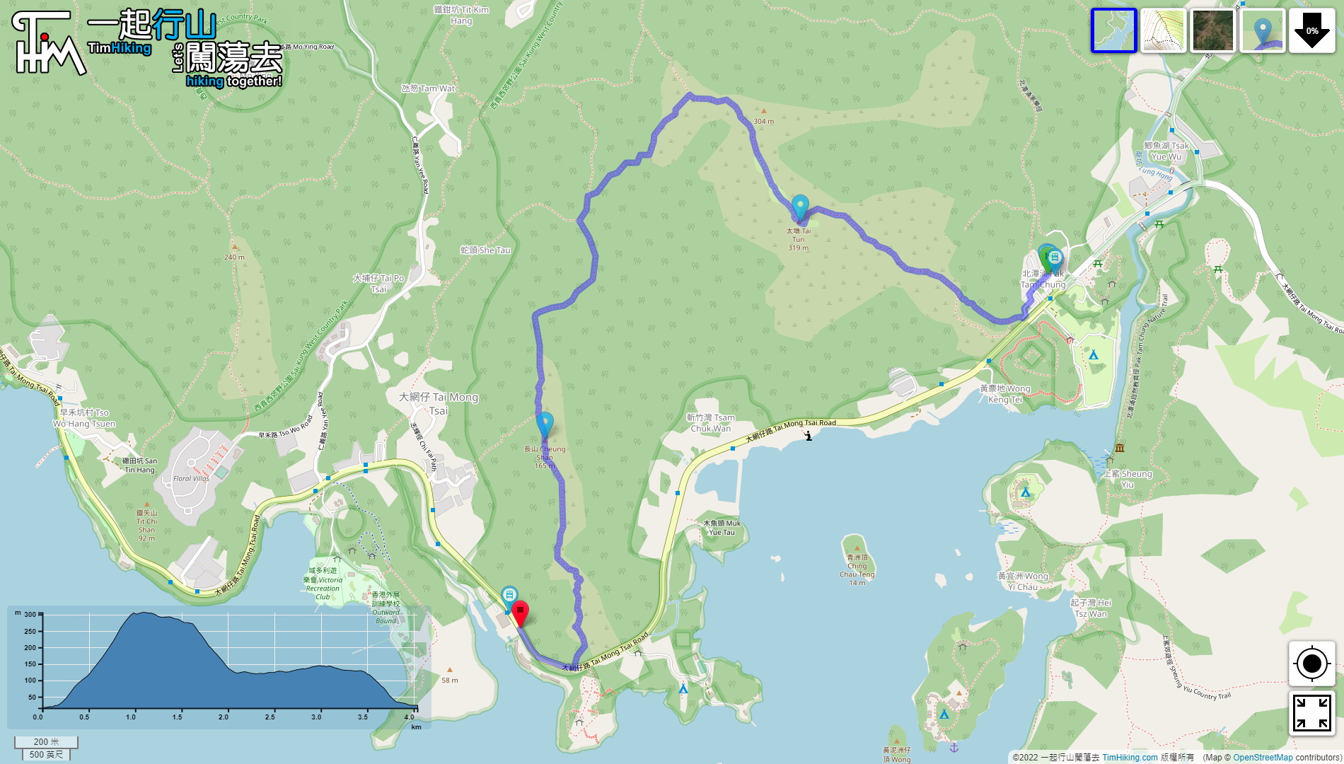 「Tai Tun, Cheung Shan, Tsam Chuk Wan」路線Map