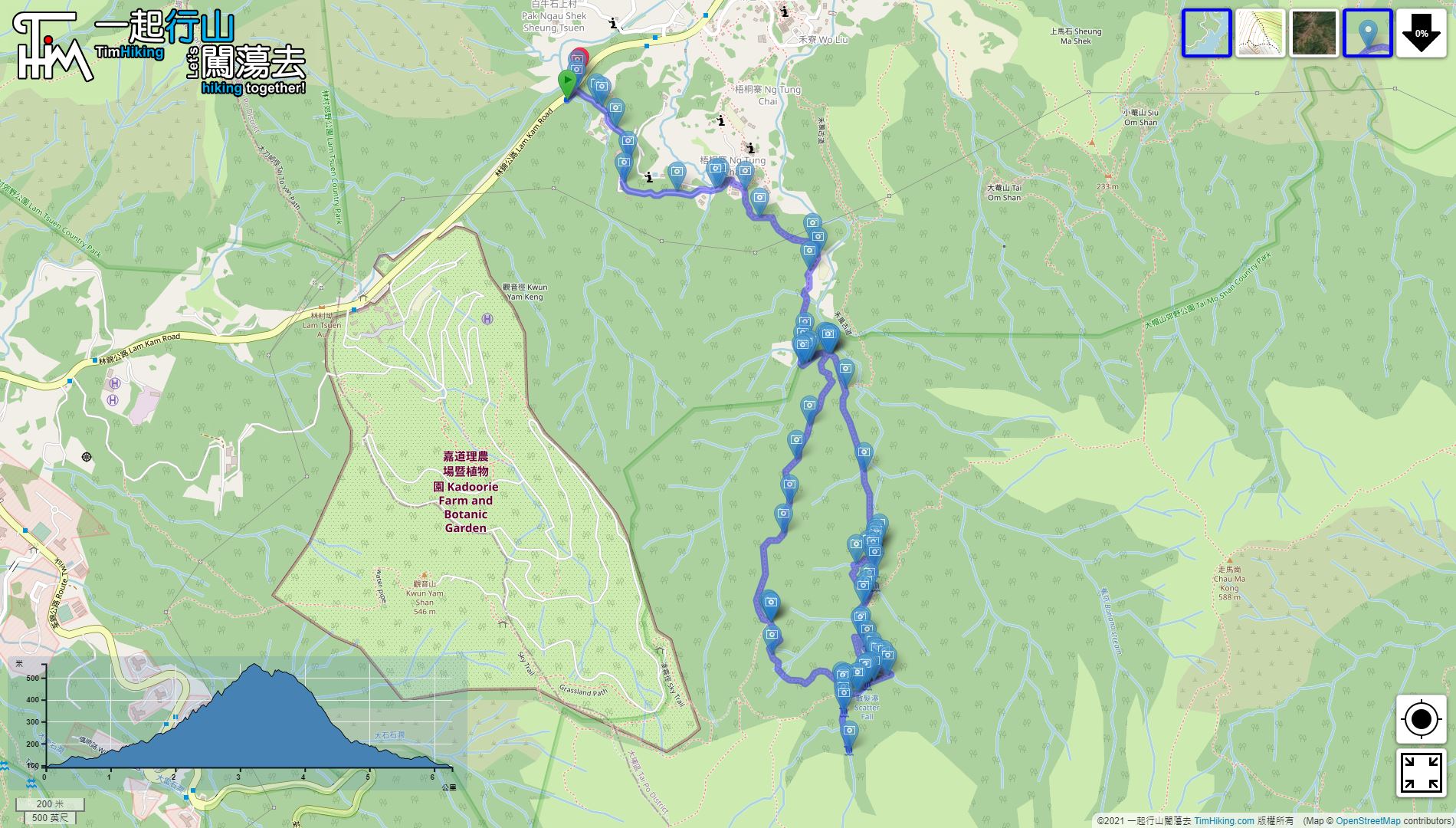 「Ng Tung Chai WaterFalls」路線Map