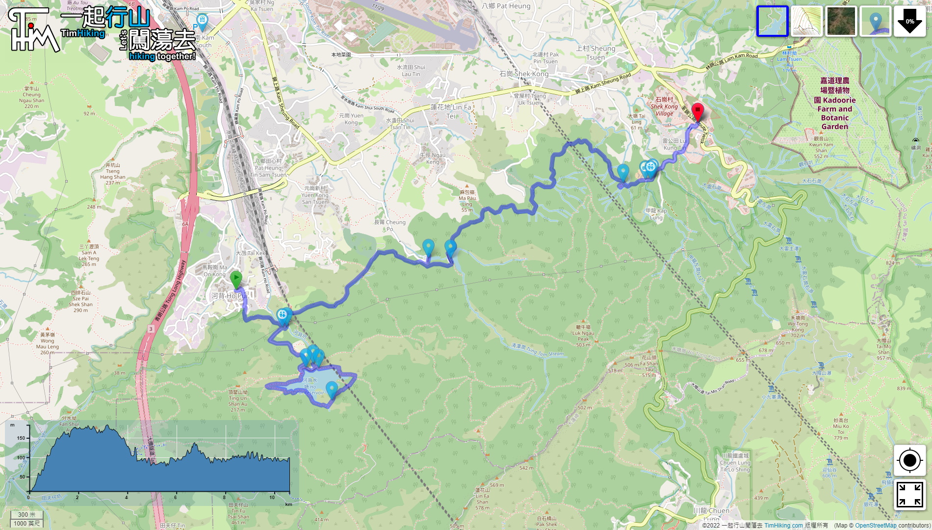 「Ho Pui Reservoir, Tsing Tam Reservoir」路線Map