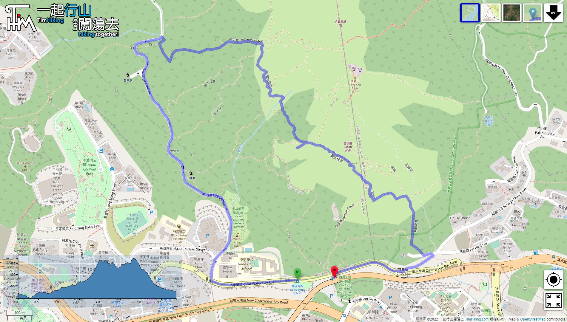 「Ngo To Trail, Chu Yan Ridge」路線Map