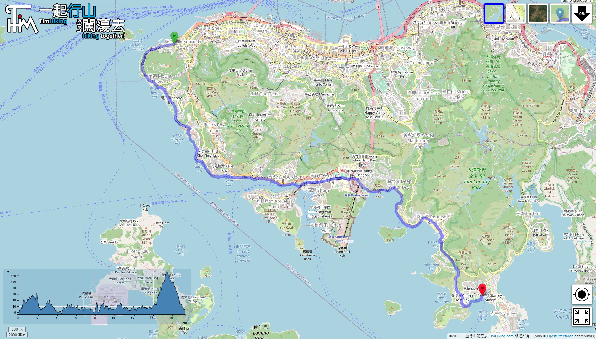 “环港岛第2段 南区海滨长廊”路线地图