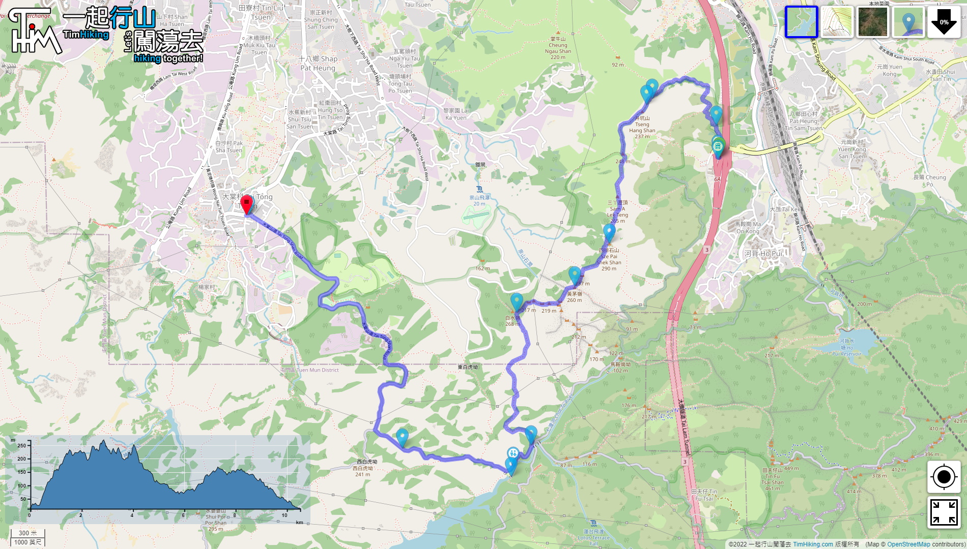 「Tai Tong Autumn Maple, Tai Lam Chung Country Trail」路線Map