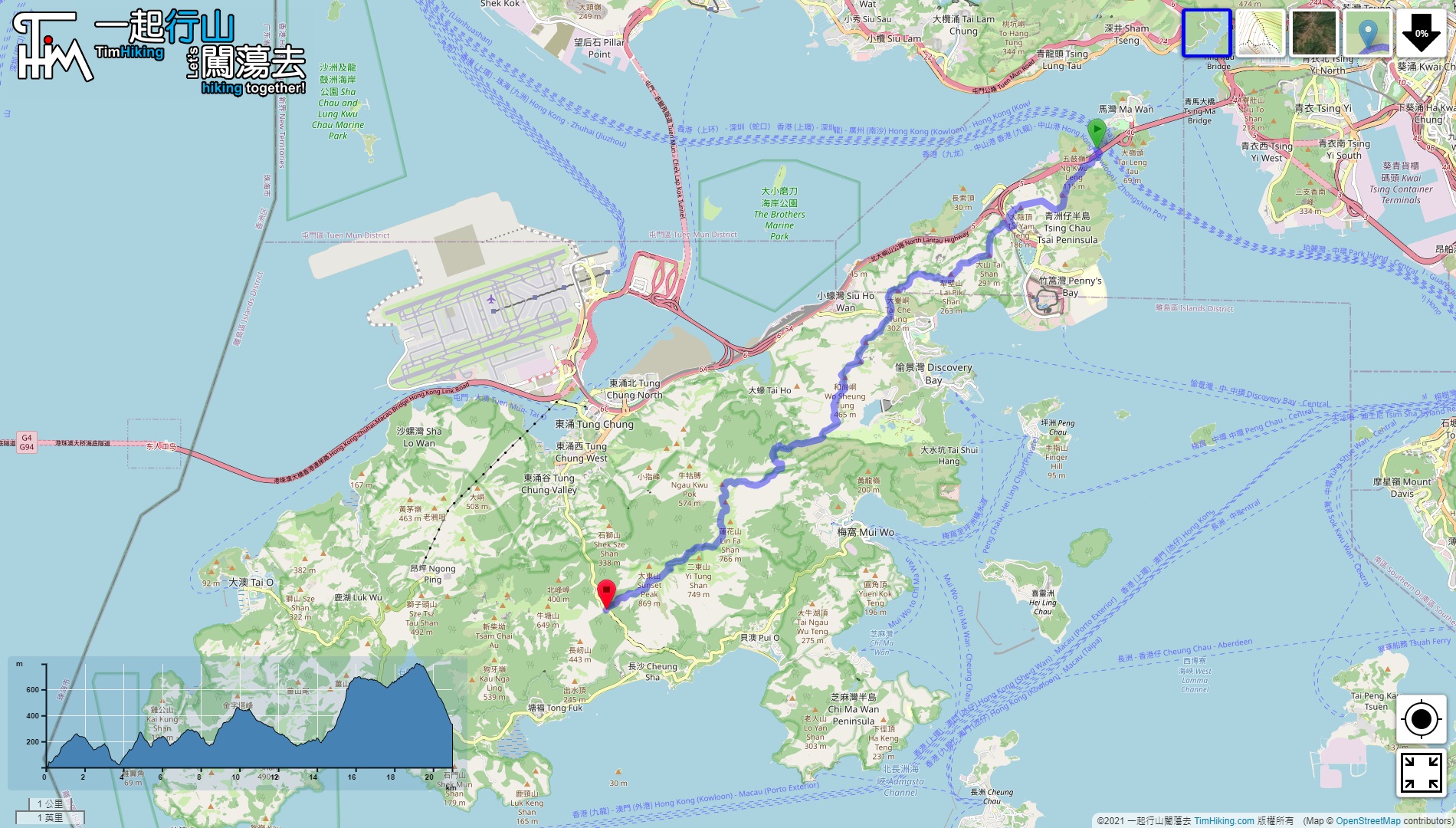 「Cross Lantau (First Half)」路線Map