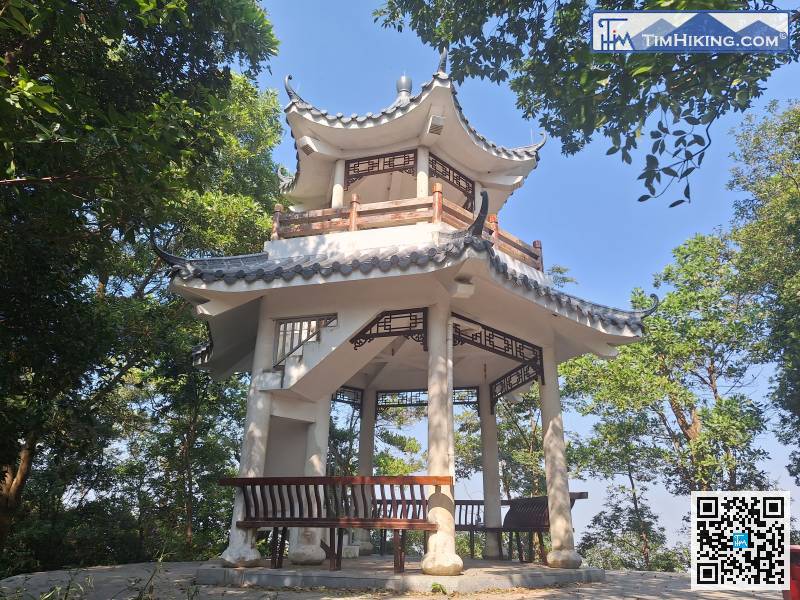After walking up a hundred or so stairs, you will come to a double-story pavilion